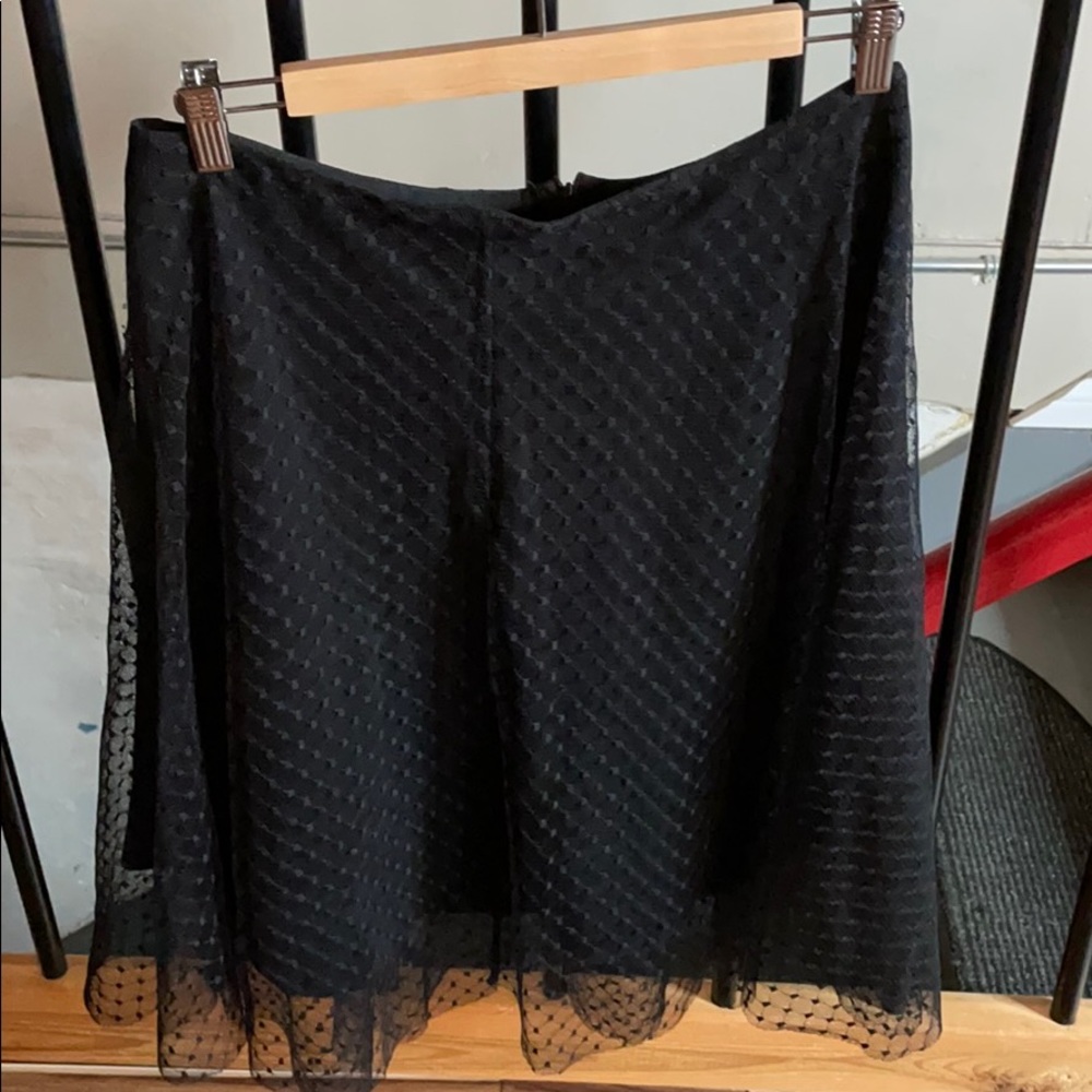 Zara Black Mid Length Skirt With Lace Overlay
